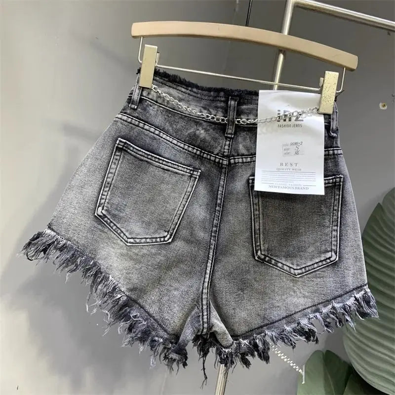 Y2K Booty Shorts Harajuku Retro Distressed Raw Edge Shorts Women's