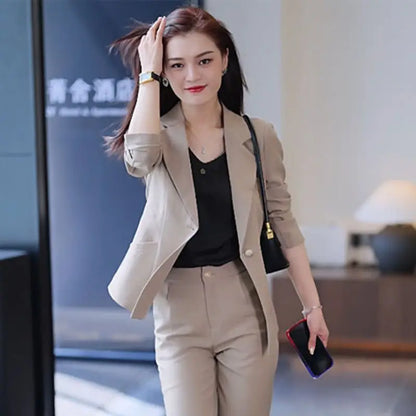 Women's Blazer Set - Pencil Pants Office Outfit