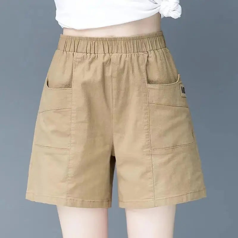 Summer Thin Cotton Elastic Waist Loose Casual Straight Pants