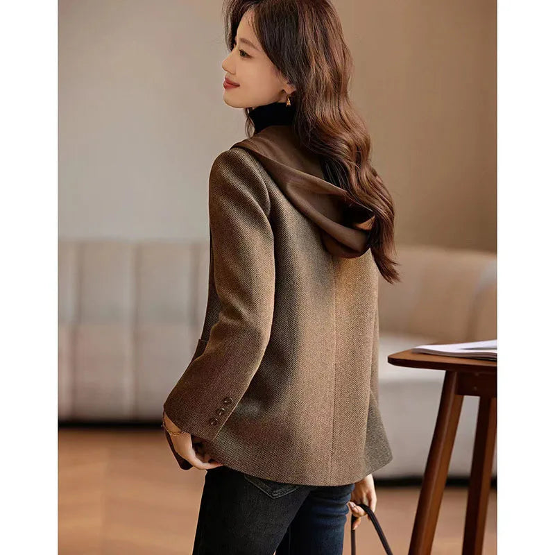 Woolen Coat - Women’s 2 Piece Hoodie Overcoat