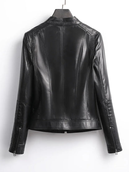 Genuine Sheepskin Leather Jacket - Motorcycle Slim Fit Jacket