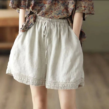 Teelynn Casual Elastic Waist Shorts Women's Summer Cotton