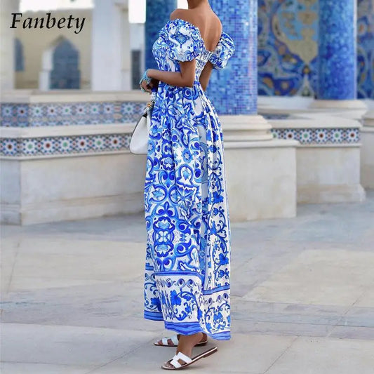 Women's Elegant Pattern Print Party Dress Summer Sexy