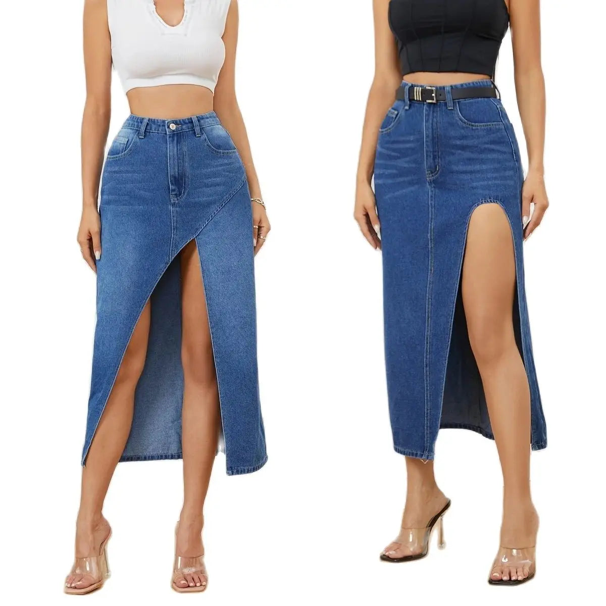 New Arrival Women's Irregular Slit Denim Skirt Casual