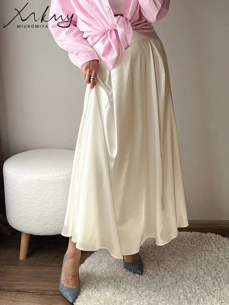 Long Skirts Satin Summer Silk Maxi Office Elegant