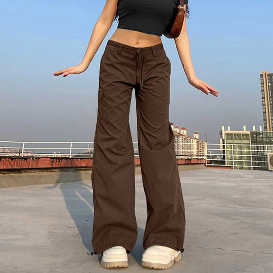 Y2K Pants Straight Wide Leg Trousers Cargo Streetwear Baggy