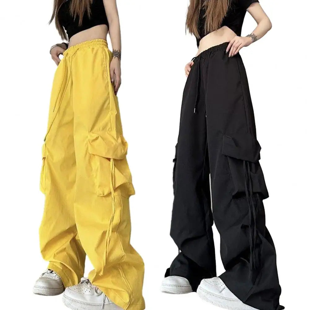 Women's Cargo Pants Vintage-Inspired High Waist Drawstring Pockets