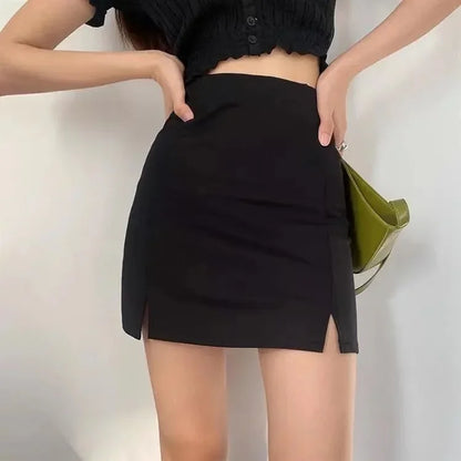 Skirts Women's Black Split Office Ladies High Waist Elegant Slim Mini Skirt Student