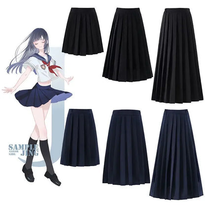 Waist Japanese Student Girls School Uniform Solid Color