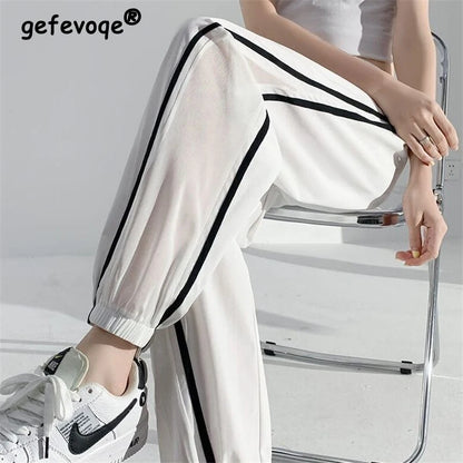 Women's Clothes Summer Trendy Mesh Patchwork Sports Jogger