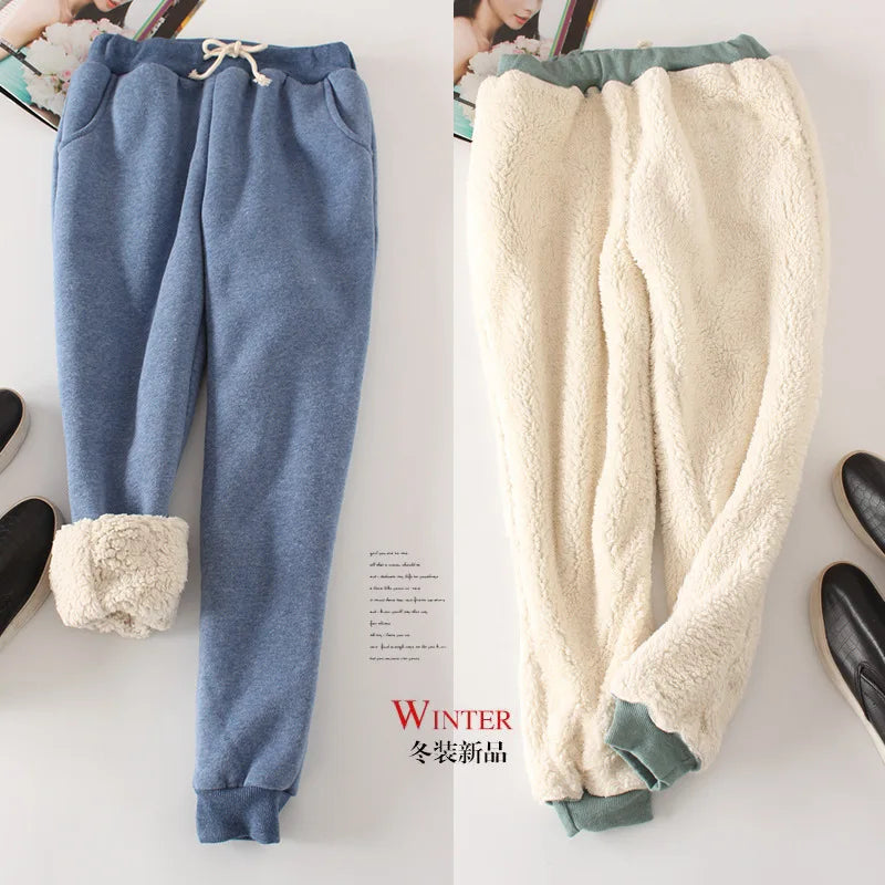 Winter Women's Pants Fleece Thicken Oversized Joggers Winter