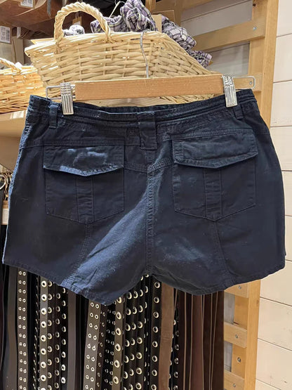 Vintage Solid Pocket Cargo Shorts Sexy Low Waisted Summer