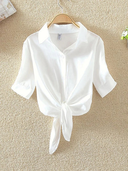 2024 New Womens Tops Fashion Women Summer Chiffon Blouse Short Sleeve Casual Shirt White Ropa Mujer Blusas Feminino