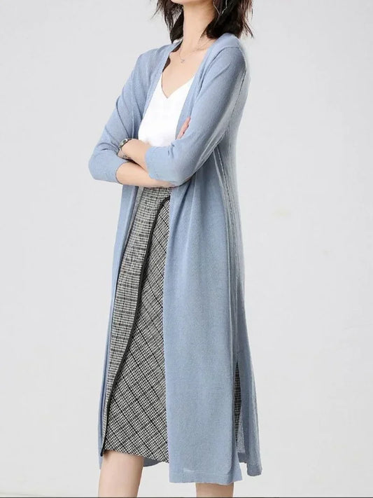 2024 Korean Women's Casual Long Sun Protection Sweater Cardigan Soft Comfortable Simple Solid Free Size Loose Thin Cardigan