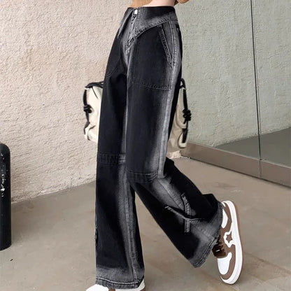 Trousers Straight Leg Women's Denim Pants Black Women's