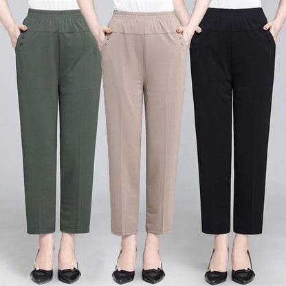 Women's Pants New Summer Thin High Waist Straight Casual