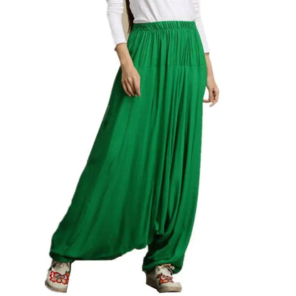 Women's Summer Harem Pants Casual Cotton Solid Elastic Waist Bottoms