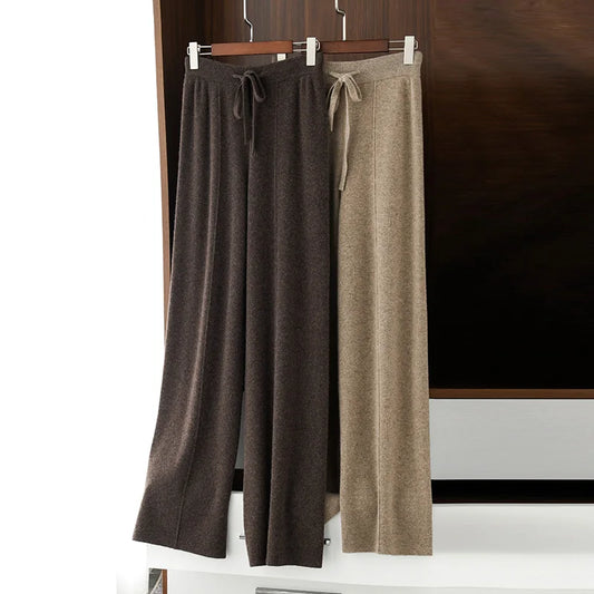 Autumn Winter Cashmere Fashion Pants Knitted Loose Women