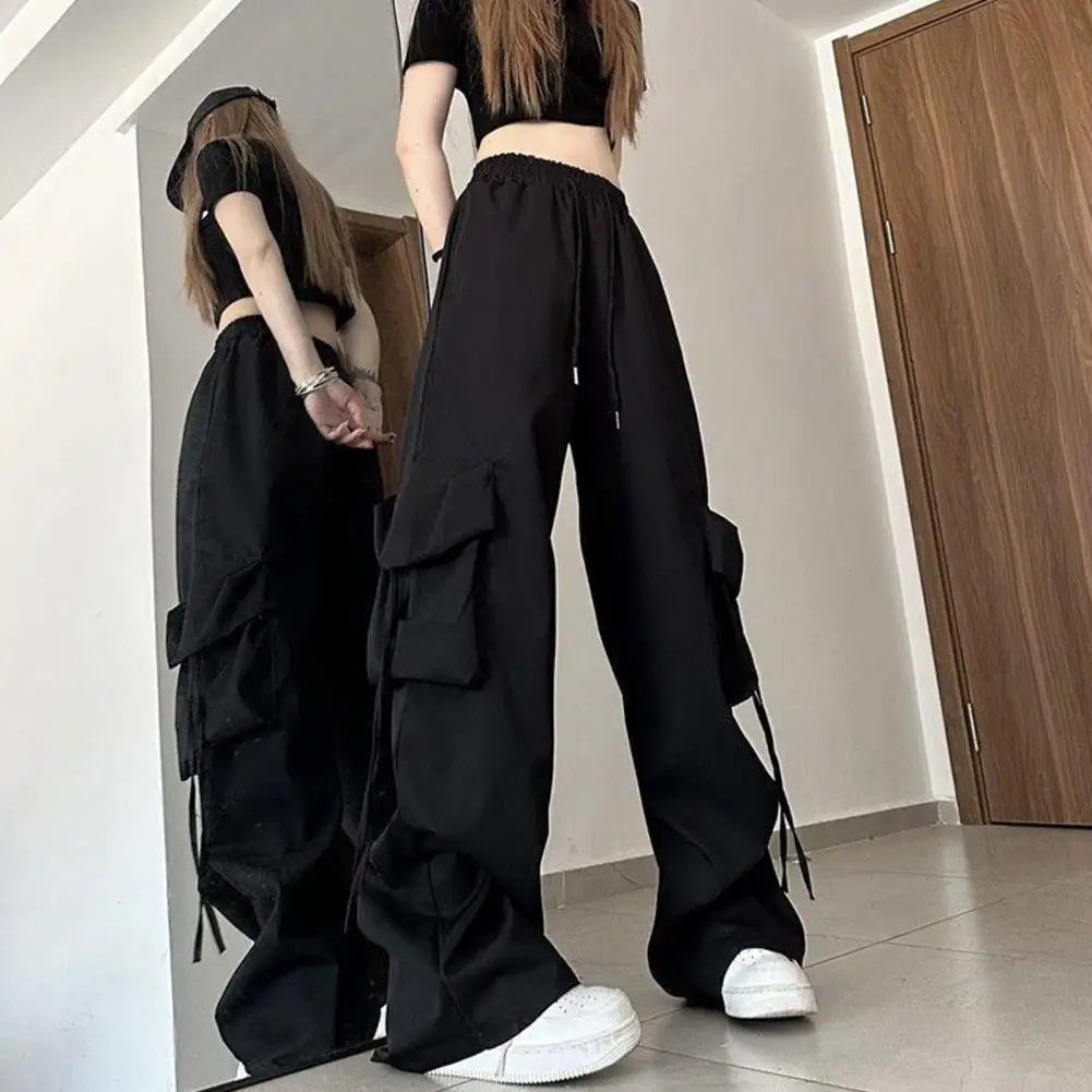 Women's Cargo Pants Vintage-Inspired High Waist Drawstring Pockets