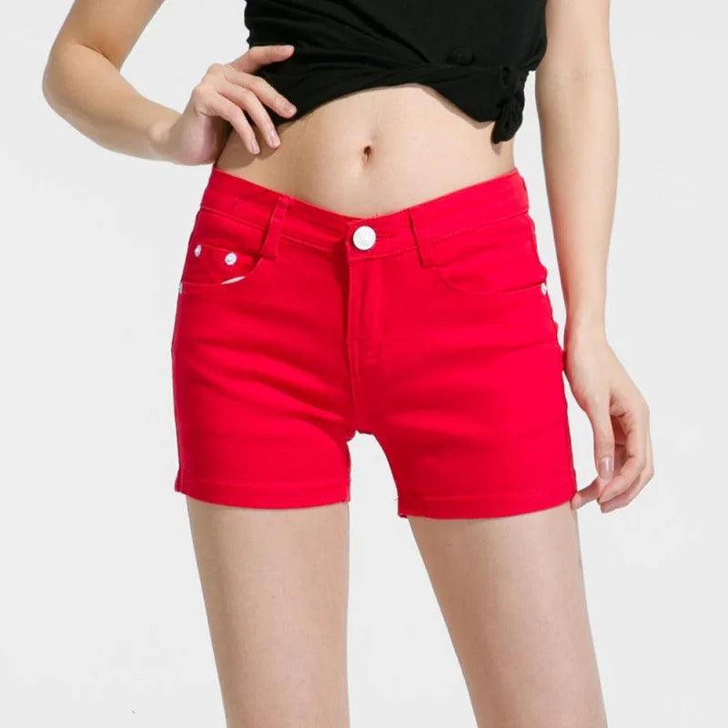 New Summer Women's Casual Jeans Shorts Ladies Solid White Black