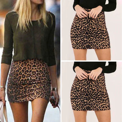 Women's Ladies Skirt Leopard Printed High Waist Pencil