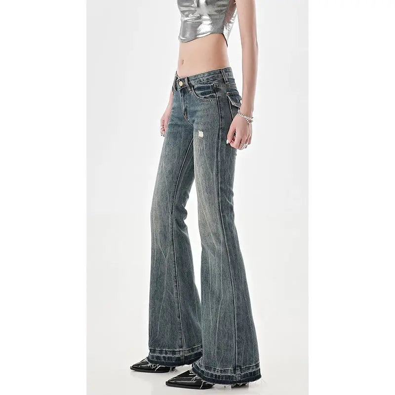 High Street Spicy Girls Low Waist Jeans Autumn Vintage