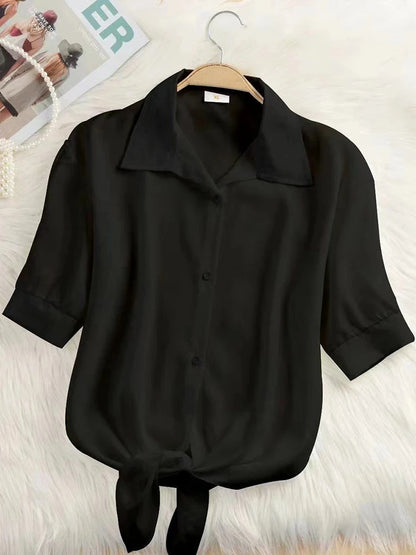 2024 New Womens Tops Fashion Women Summer Chiffon Blouse Short Sleeve Casual Shirt White Ropa Mujer Blusas Feminino