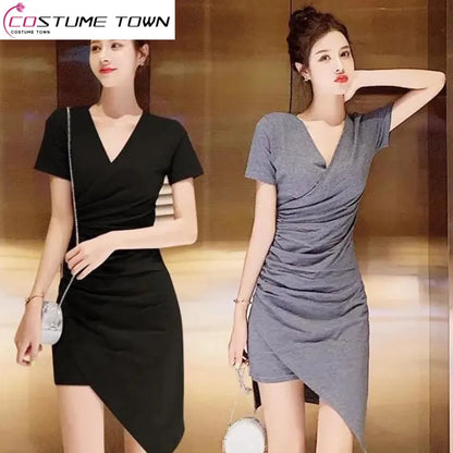 Summer Korean New Fashion Sexy Dresses Slim Fit Wrap