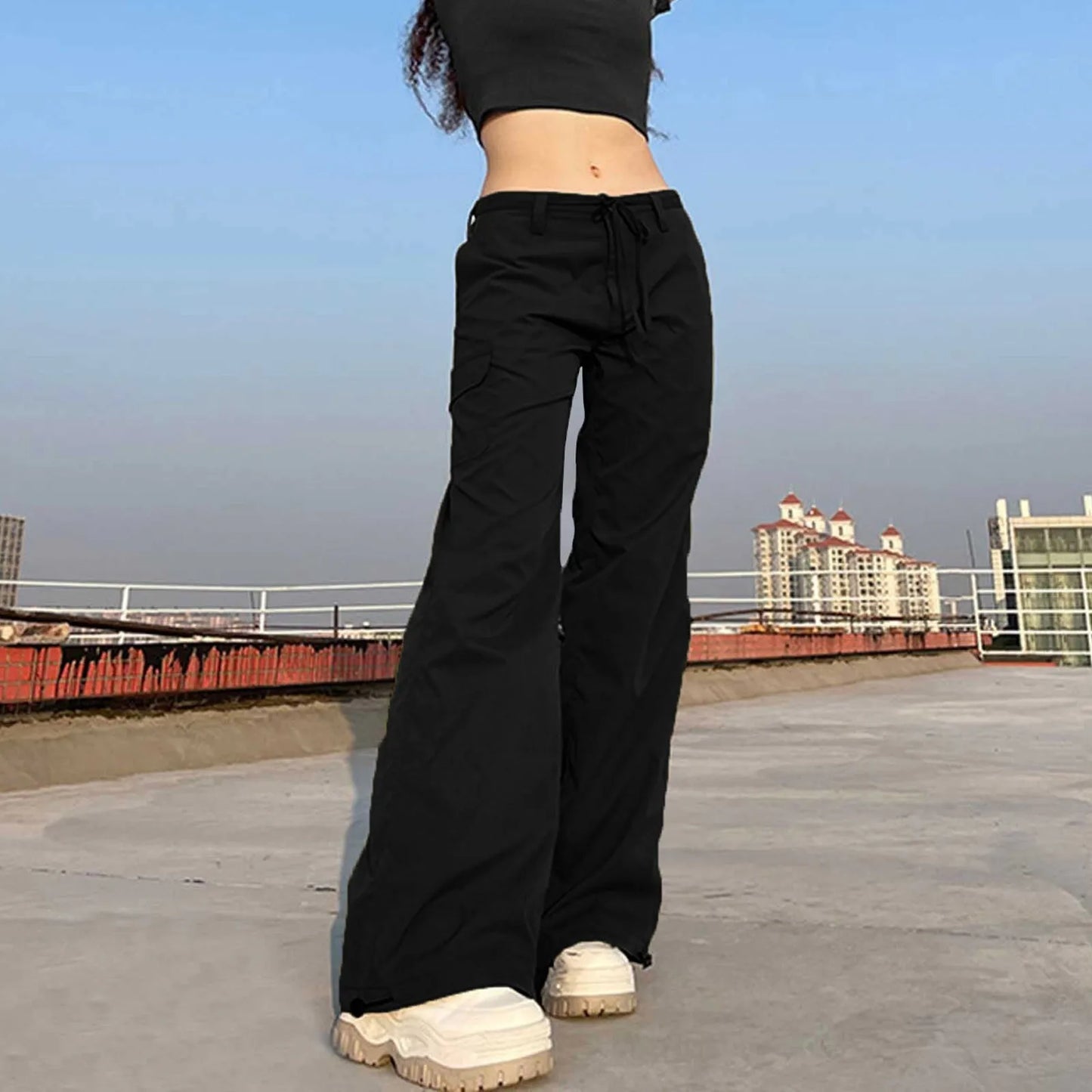 Y2K Pants Straight Wide Leg Trousers Cargo Streetwear Baggy