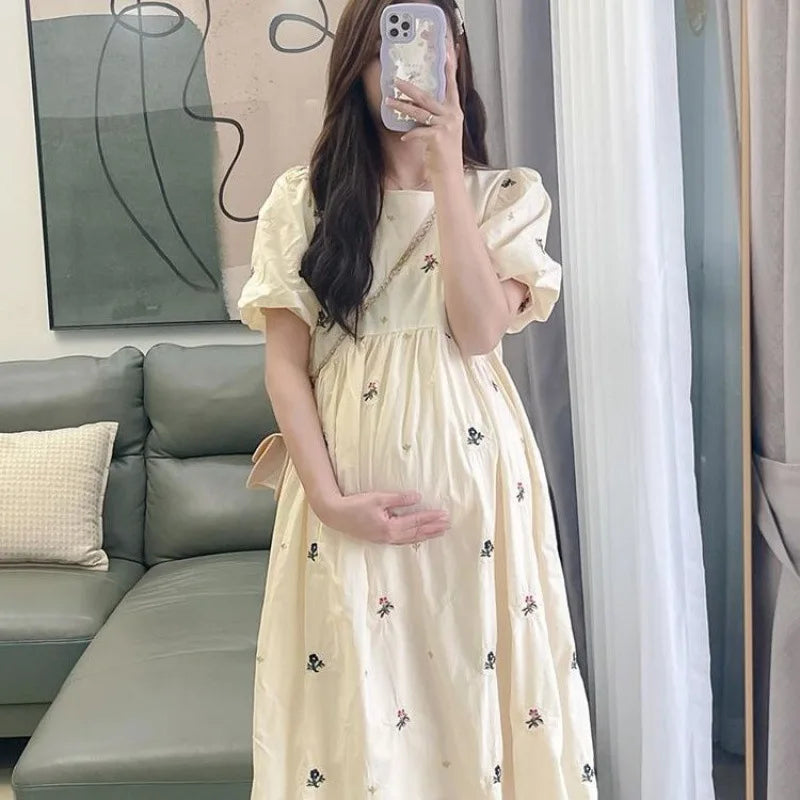 China Floral Maternity Dress - Loose Casual Pregnancy Clothing