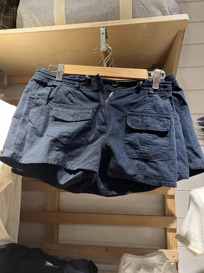 Vintage Solid Pocket Cargo Shorts Sexy Low Waisted Summer