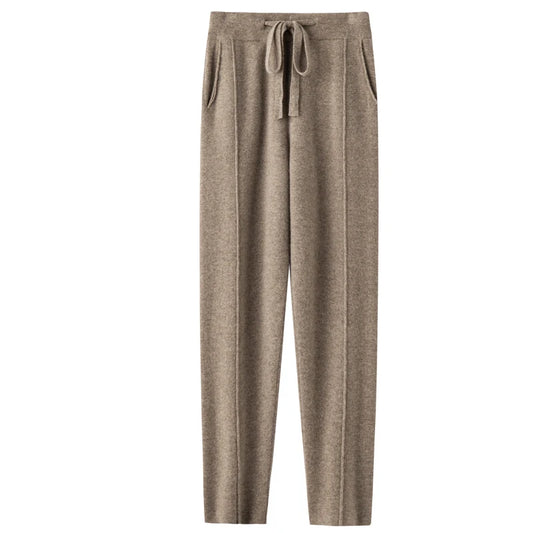 Ladies Autumn Winter 100% Cashmere Wool Pencil Pants Loose