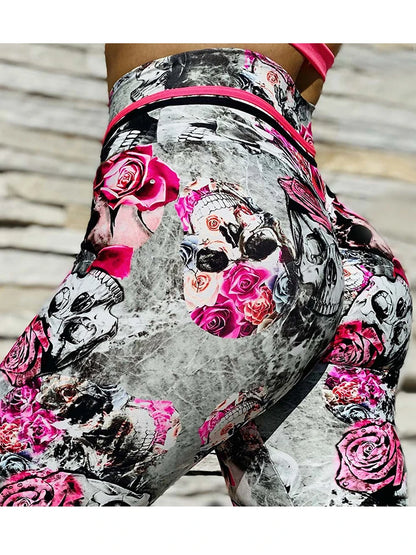 Women's Sport Leggings Fitness Yoga Skull Printed Running