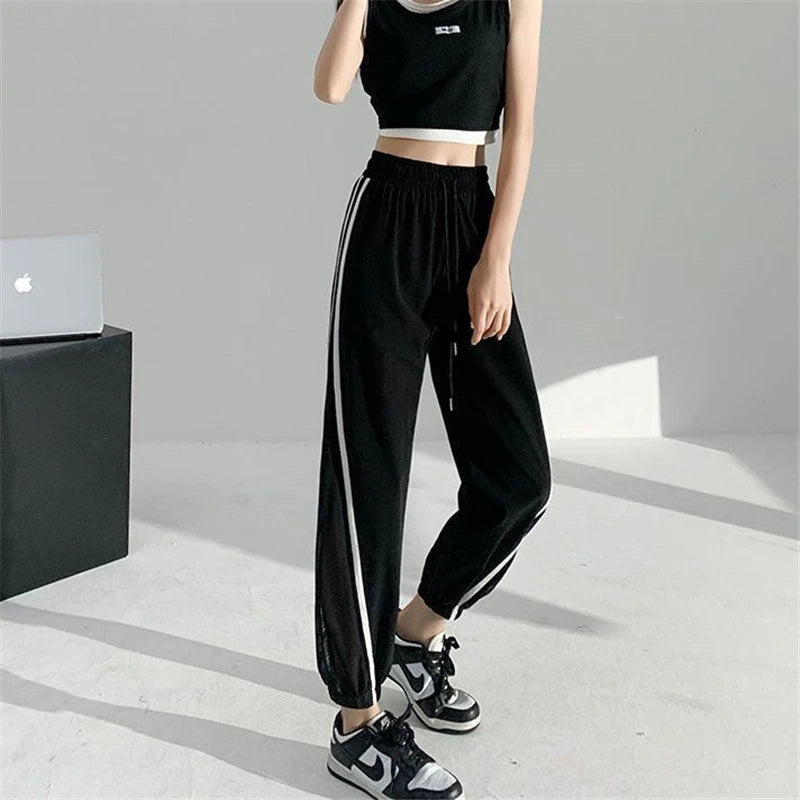 Women's Clothes Summer Trendy Mesh Patchwork Sports Jogger