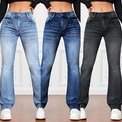 Women's Stretch Denim Jeans Slim Straight Casual Pantalon Femme