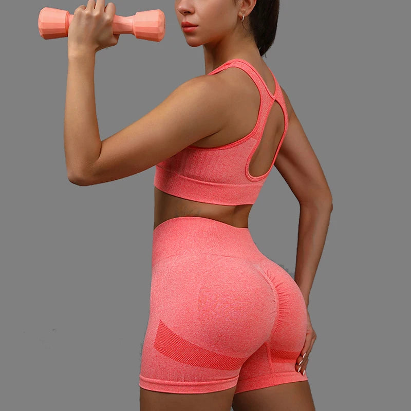 Yoga Set Beauty Back Sports Bra Shorts Workout