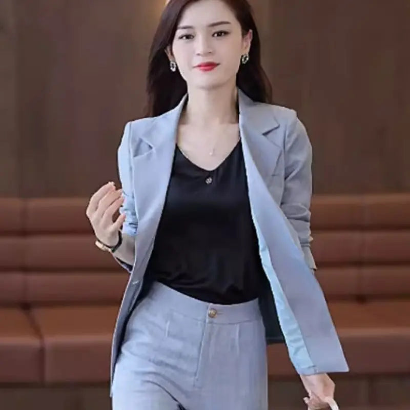 Women's Blazer Set - Pencil Pants Office Outfit