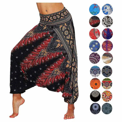 Women's Ethnic Style Loose Printed Bloomers High Waist Yoga Pants