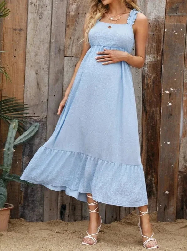 Maternity Sundress - Elegant Ruffles Pregnancy Dress