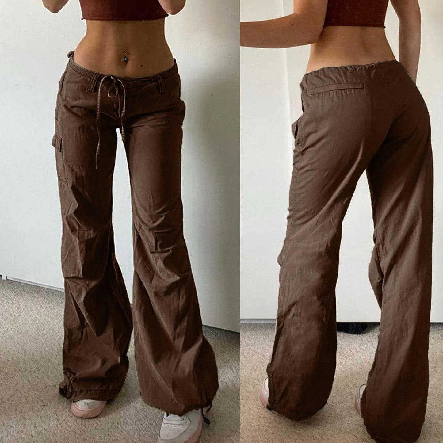 Y2K Pants Straight Wide Leg Trousers Cargo Streetwear Baggy