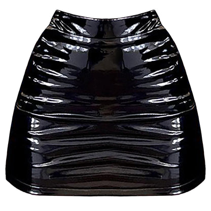 Women's Wet Look Zipper High Waist Bodycon Miniskirts Fashion Patent