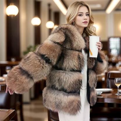 Women's Real Fur Coat - Natural Maomaokong Leather Vest