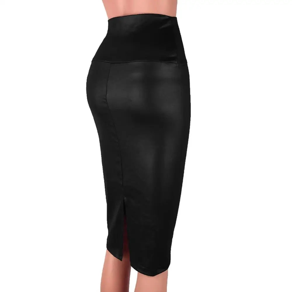 Bodycon Pu Long Skirt Women's High Waist Split