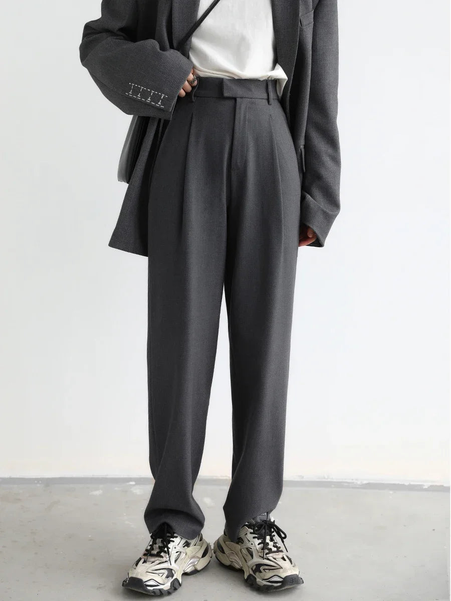 Ven Casual Women's Twill Suit Pants Wide Leg Straight