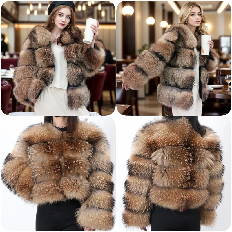 Women's Real Fur Coat - Natural Maomaokong Leather Vest