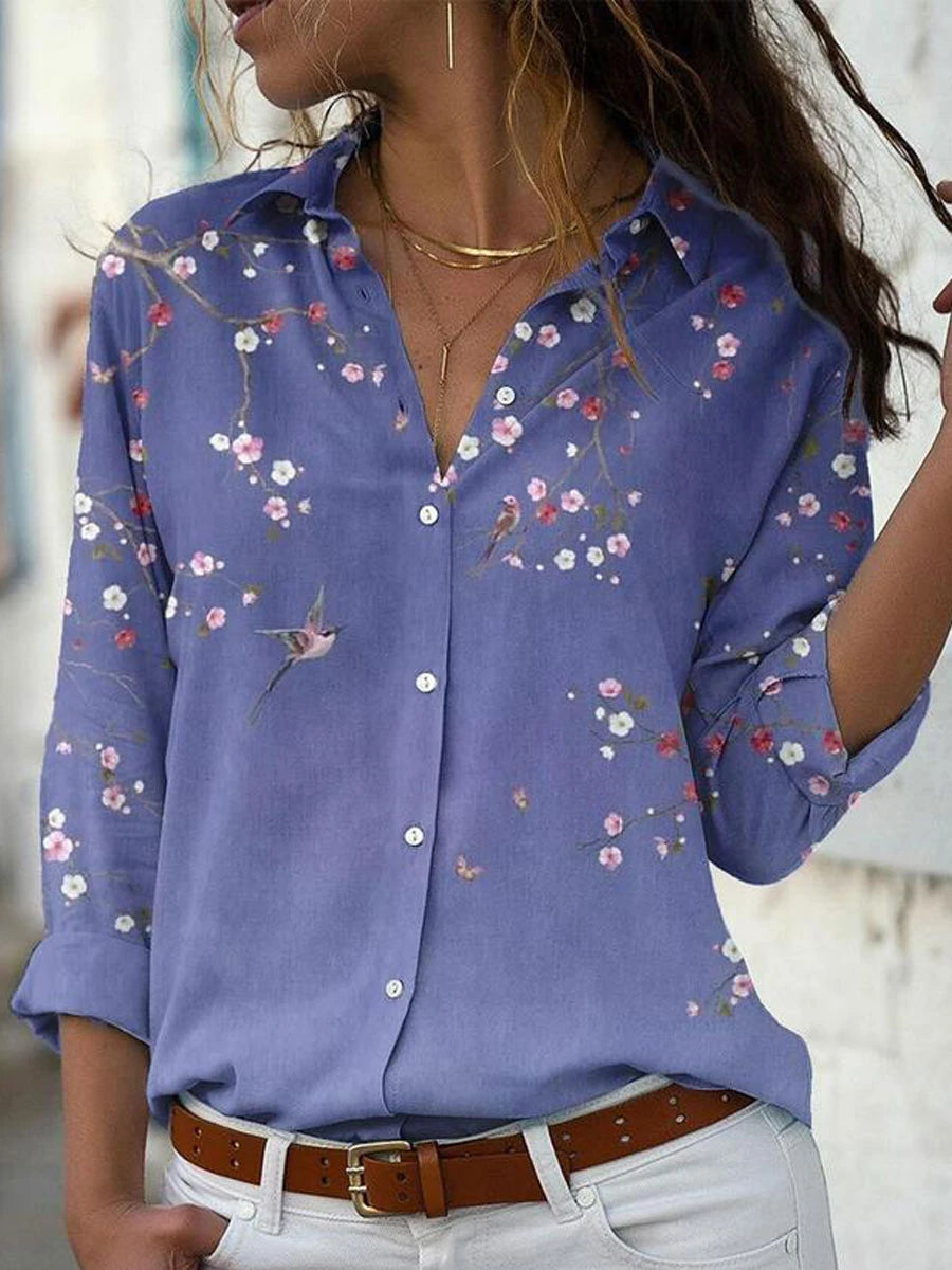 Women Shirt Long Sleeve Print Shirt  Women Collar Casual Streetwear Tops Women  Print