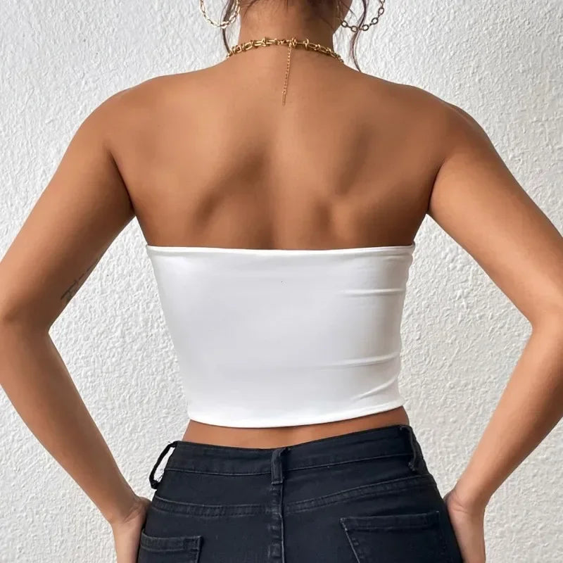 Sexy Bodycon Crop Tube Top, Solid Stretchy Tube Top, Casual Every Day Tops, Women's Clothing