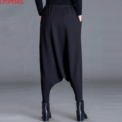 Spring New Women's Casual Cross-Pants Loose Solid Color Trousers Oversized Harem