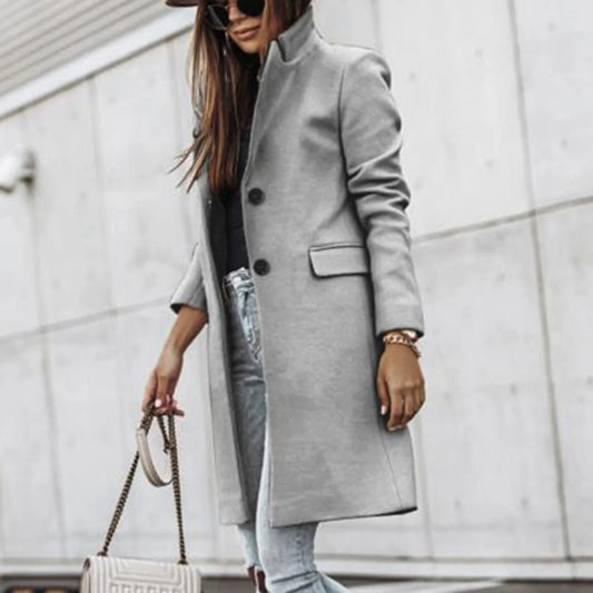 Trench Jacket Long Wool Coat - Winter Fashion, Korean Style, Elegant and Warm