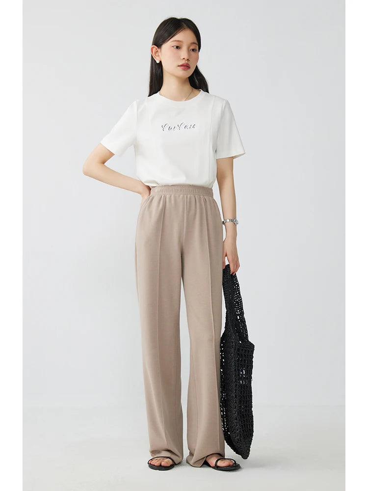 Ziqiao Pleated Wide Leg Women's Pants Casual Loose Office Slacks